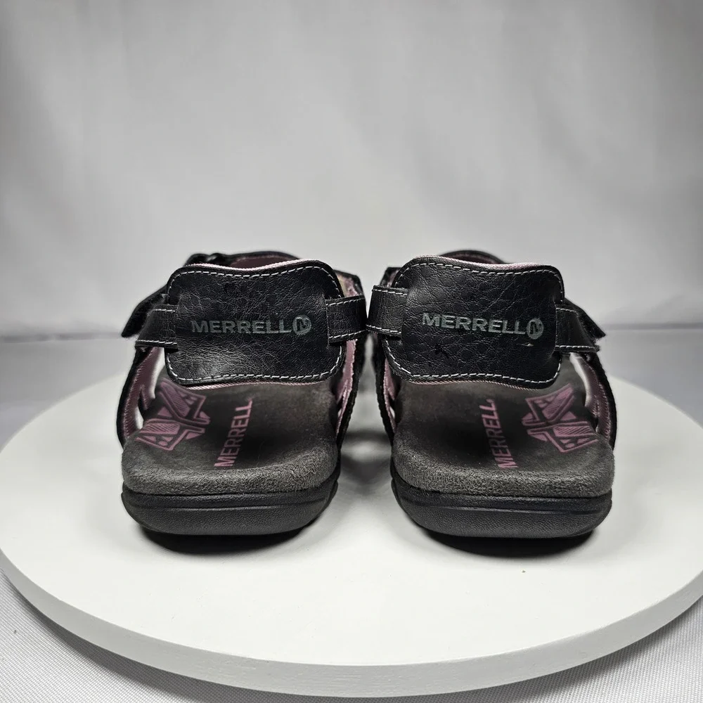 Merrell Women's Black‎ Leather Cross Strap Walking Sandals Size US 6 EUR 37
